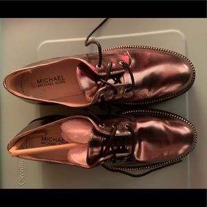 Metallic Brown loafers. Michael Kors